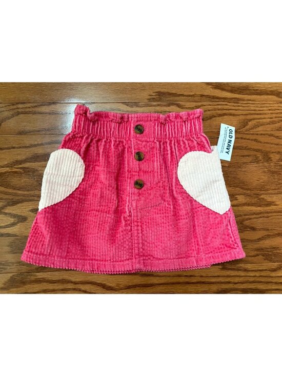 Old Navy Other - Old Navy Girls 2T Pink Corduroy Heart Pocket Skirt NEW
